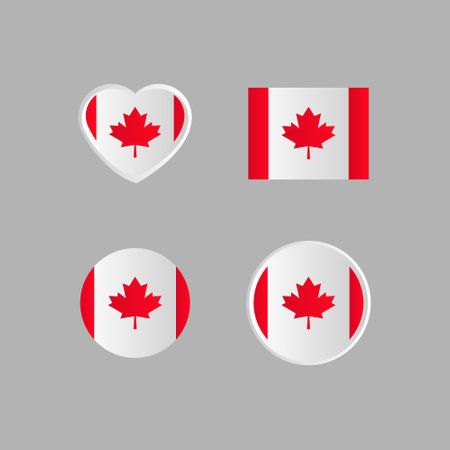 Set of canada flag design vector collection isolatedのイラスト素材