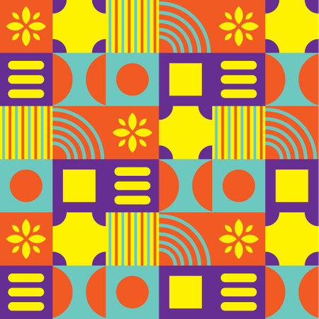 Flat square colorful geometric pattern banner and poster design illustration