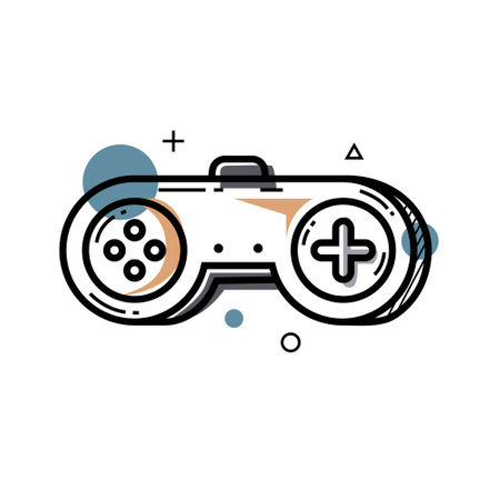Hand drawing art of illustration joystick gamepad elementのイラスト素材