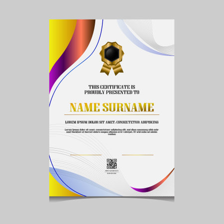Certificate template colorful vibrant gradient color companyのイラスト素材