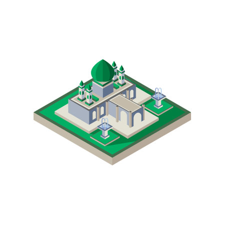 Isometric mosque illustration concept design vectorのイラスト素材