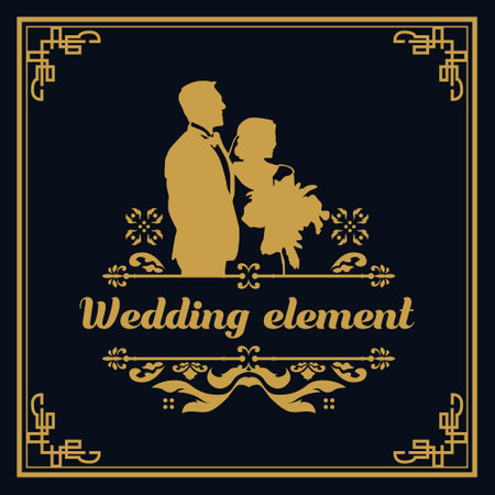 Luxury square wedding invitation card template vintageのイラスト素材