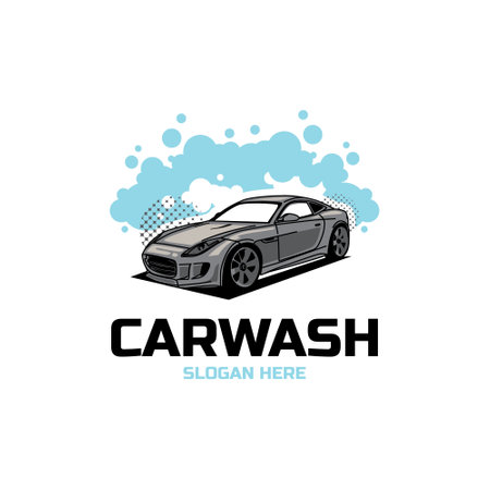 Car wash and car cleaning logo design conceptのイラスト素材