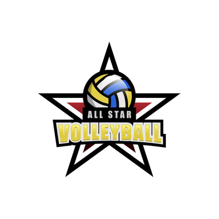 All star for volleyball emblem logo designのイラスト素材