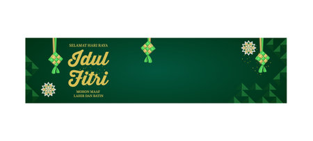 eid al fitr mubarak horizontal design conceptのイラスト素材