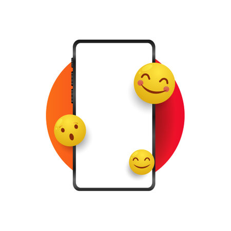 Blank smartphone with emoticons illustration vectorのイラスト素材