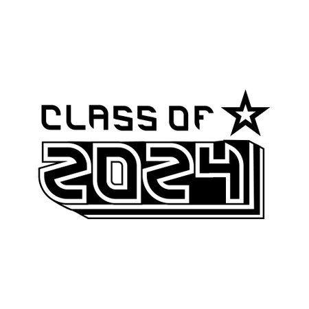 Hand drawn text class of 2024 isolatedのイラスト素材