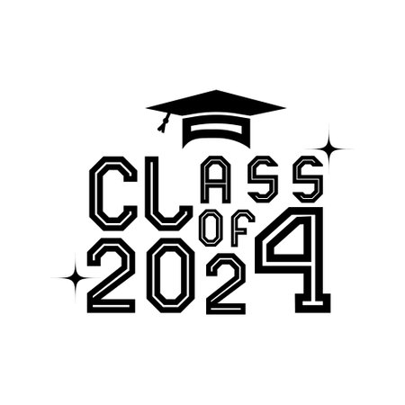 Graduation class of 2024 calligraphy text isolatedのイラスト素材