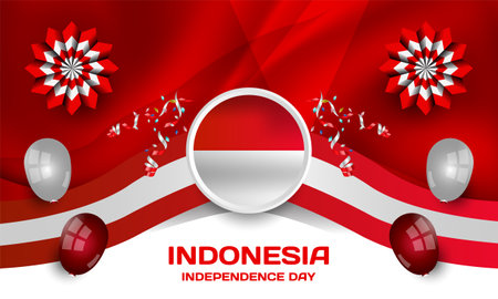 17 august happy indonesia independence day greeting templateのイラスト素材