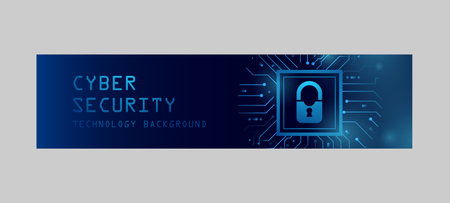 Cybersecurity and data protection horizontal banner template background graphicのイラスト素材