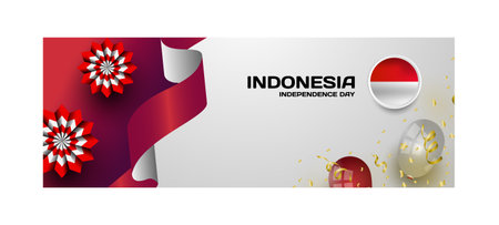 17 august celebrating independence day of republic indonesia banner vectorの写真素材