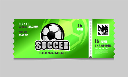 Soccer sport match event ticket paper template graphicのイラスト素材