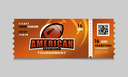 American football sport match event ticket paper template graphicのイラスト素材