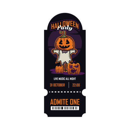 Halloween holiday party entry ticket template isolatedのイラスト素材