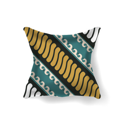 Pillow realistic mockup with traditional batik motif pattern designのイラスト素材