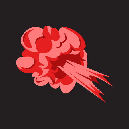 Red smoke clouds exploding motion design illustration