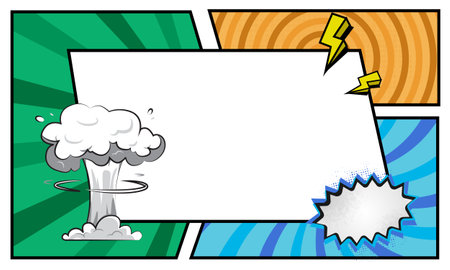 Blank comic cartoon frame colorful background template vectorのイラスト素材