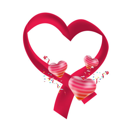 Ribbon heart with love shape design vectorのイラスト素材