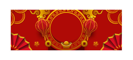 Blank Chinese New Year Holiday Horizontal Banner Template Promotionのイラスト素材