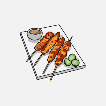 Sate indonesia street food illustration vectorのイラスト素材