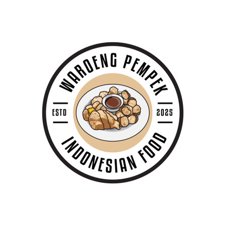 Minimalist pempek indonesia food logo template illustration isolatedのイラスト素材