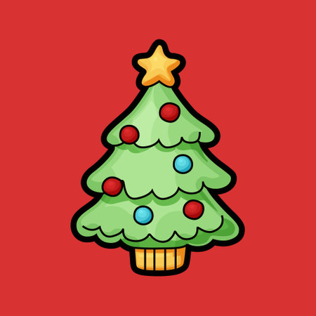 Tree christmas illustration clip art design vectorのイラスト素材