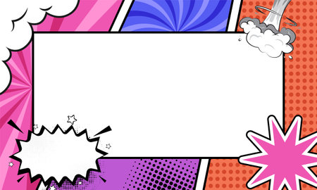 Empty colorful comic frame background template isolatedのイラスト素材