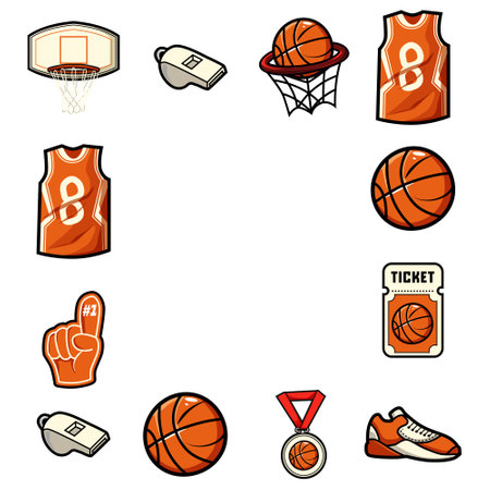 Frame art of sports basketball isolated on white backgroundのイラスト素材