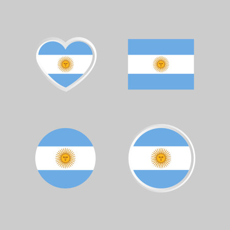 Argentina nation flag collection emblem design vectorのイラスト素材