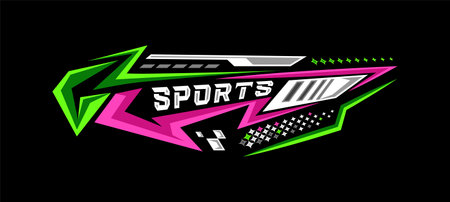 Colorful abstract sports racing stripes sticker vinyl graphicのイラスト素材
