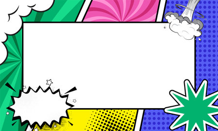 Empty colorful comic frame background template graphicのイラスト素材