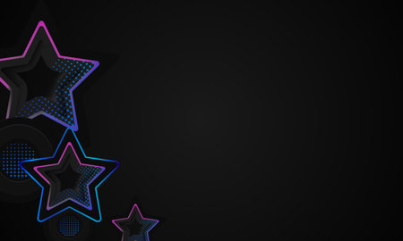 Black template wallpaper background with stars gradient colorful shining light effect designのイラスト素材