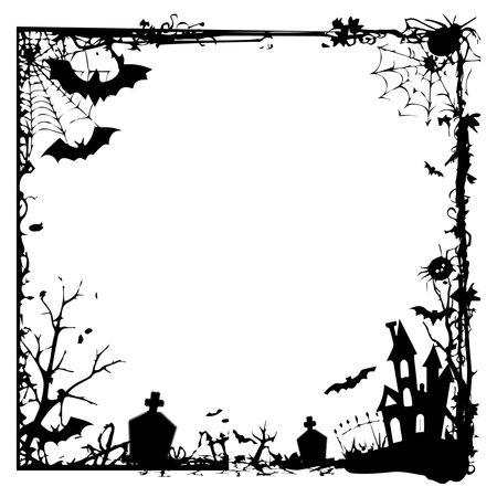 Square scary halloween frame art decoration illustration background graphicのイラスト素材