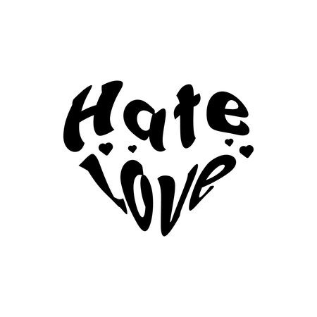 Love hate lettering typography design graphicのイラスト素材
