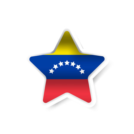 Star shape venezuela national flag sticker designのイラスト素材