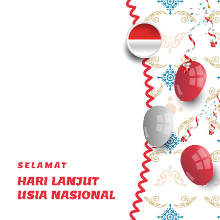 Twibbon batik graphic hari lanjut usia nasional indonesia template vectorのイラスト素材