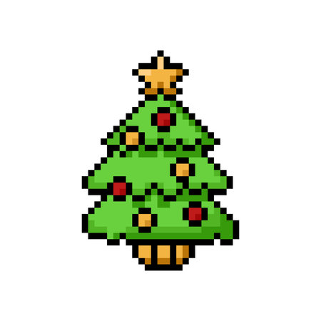 Pixel art christmas tree graphic design vectorのイラスト素材