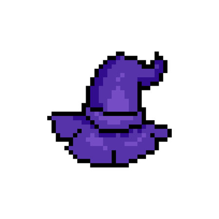 Pixel art halloween witch hat graphic design vectorのイラスト素材
