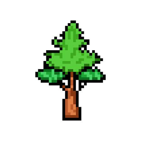 Pixel art green tree park graphic isolatedのイラスト素材