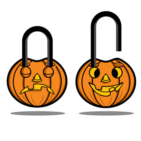 lock icon with pumpkin shape with very cool halloween theme and with high quality vectorのイラスト素材