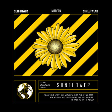 Modern sunflower streetwear retro vector design with high quality vector design suitable for your needs especially for clothes or for printingのイラスト素材