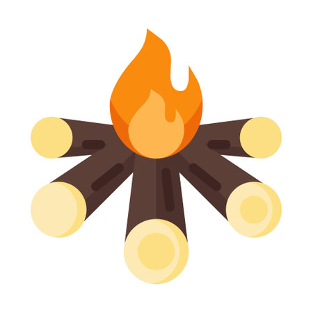 Campfire icon, firewood icon in flat style vectorのイラスト素材