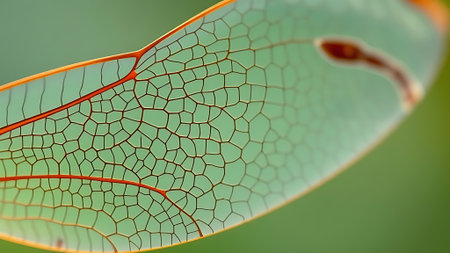 Close up of dragonfly wing in the nature. Macro photography.の素材