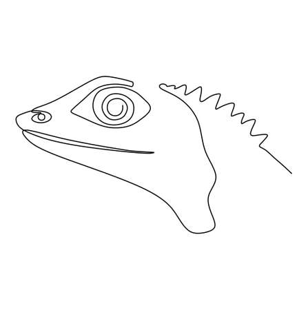 continuous one line drawing of a chameleon's head. Vector illustrationのイラスト素材
