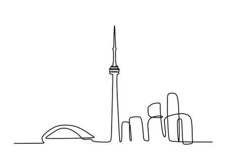 Skyline of Toronto Canada - Continuous one line drawing. Vector illustrationのイラスト素材