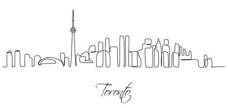 Toronto Skyline cityscape Continuous one line drawingのイラスト素材