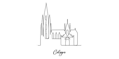 Cologne of Germany landmarks skyline - Continuous one line drawingのイラスト素材