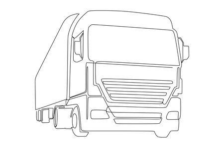tractor trailer truck continuous one line drawingのイラスト素材