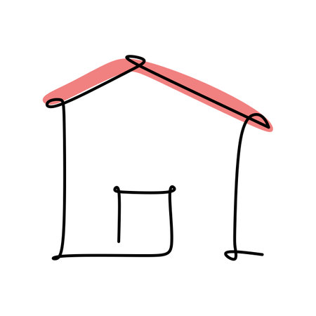 Simple single line drawing of a dog and kennel . Animal concept for friendly pet icon. Modern continuous one line draw design vector graphic illustrationのイラスト素材