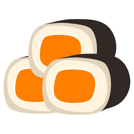 Sushi roll flat icon on a white background. Vector illustration.のイラスト素材